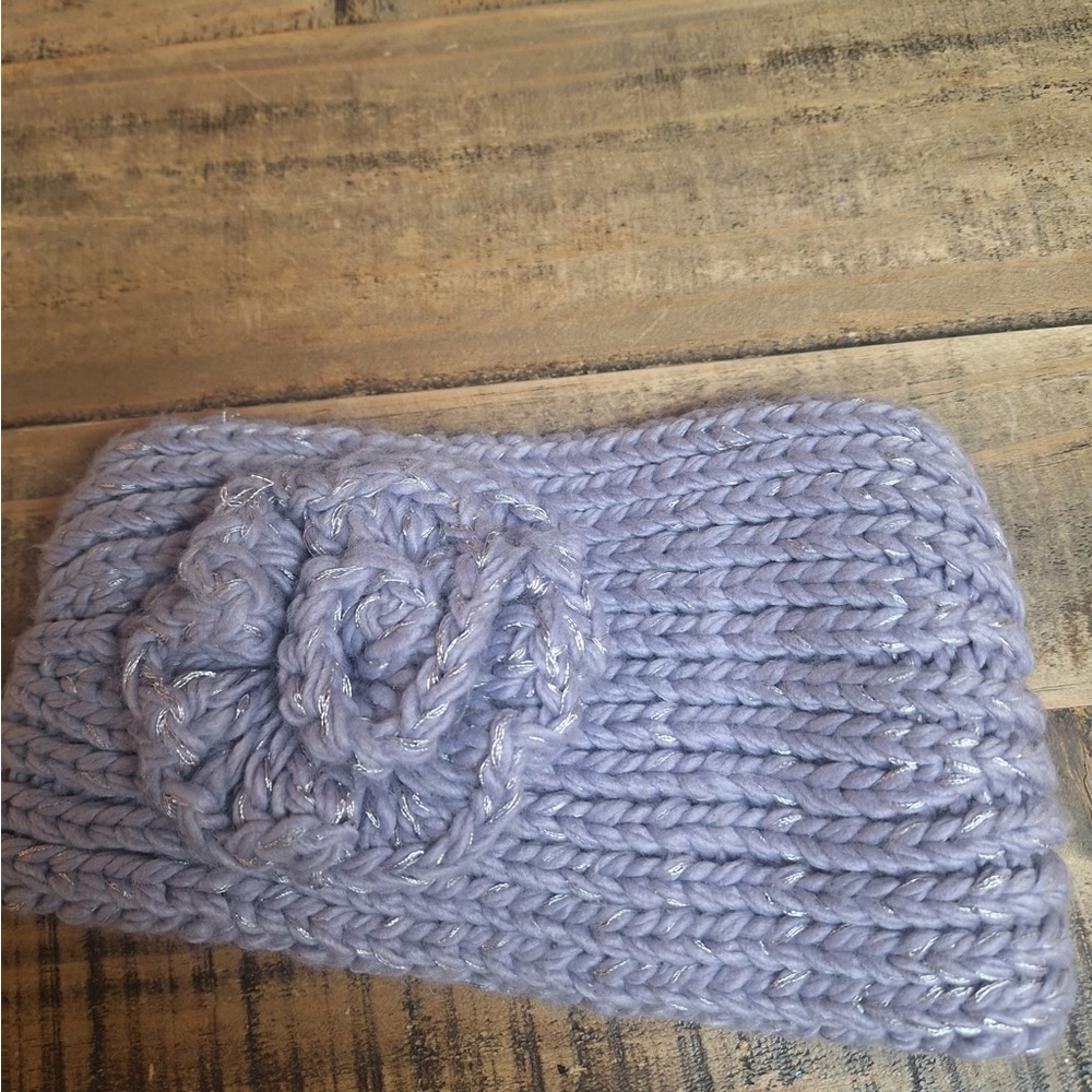 Claire's Light Purple Knit Headband with Floral Detail